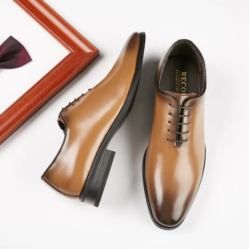 👞 Men’s Hand-Polished Leather Business Shoes – Formal Lace-Up Dress Shoe