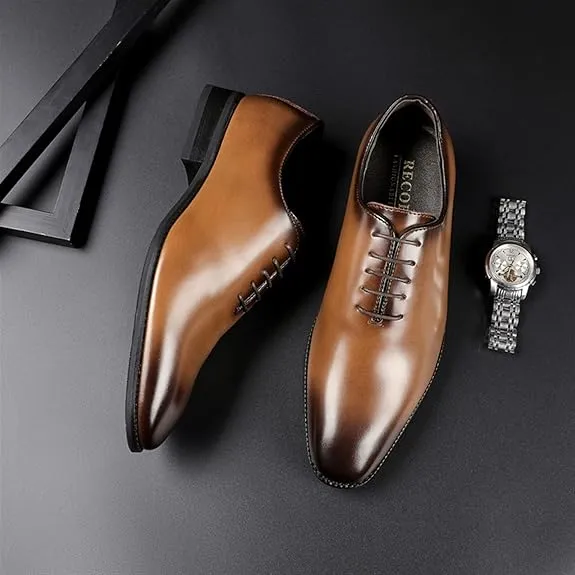 👞 Men’s Hand-Polished Leather Business Shoes – Formal Lace-Up Dress Shoe