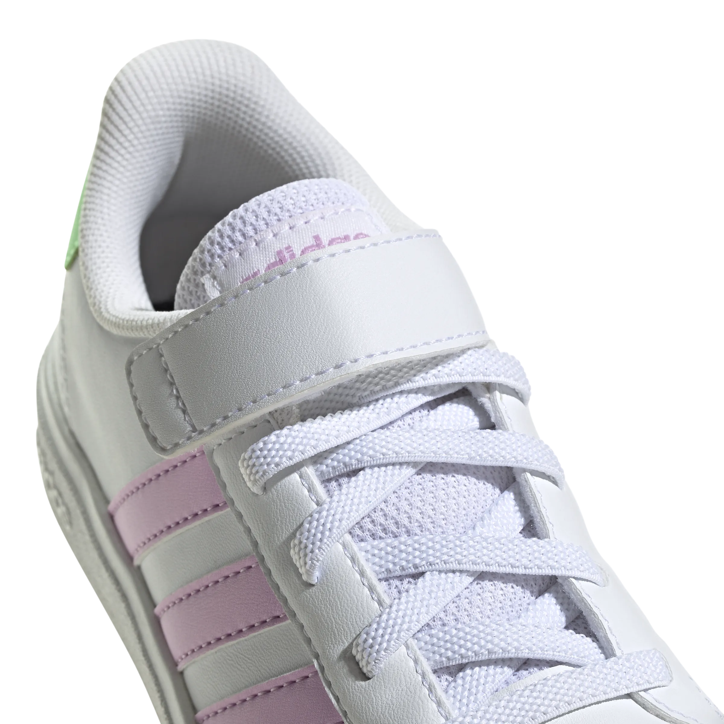 adidas Grand Court 2.0 EL Kids Trainers - Girls - White/Liliac/Beam Green