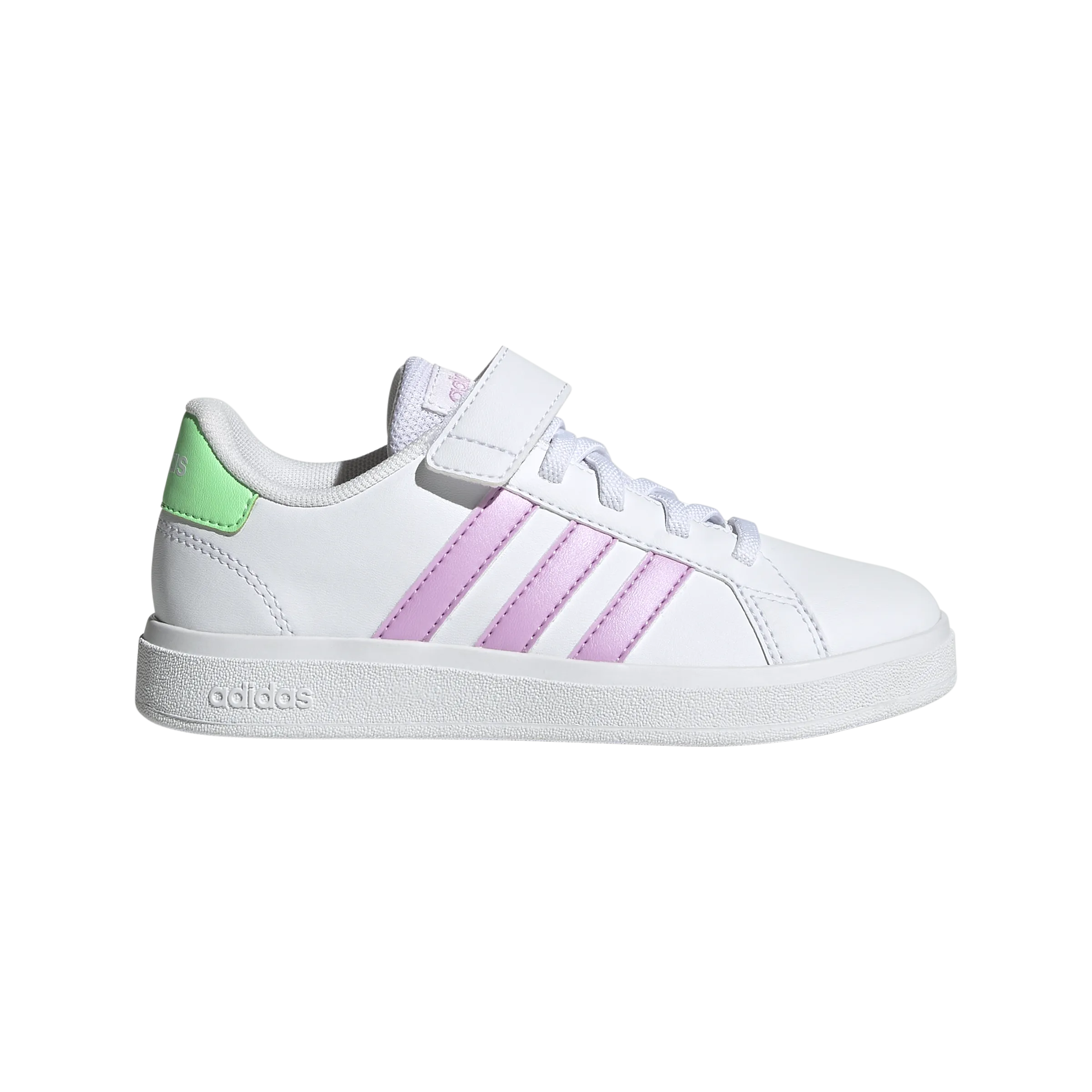 adidas Grand Court 2.0 EL Kids Trainers - Girls - White/Liliac/Beam Green