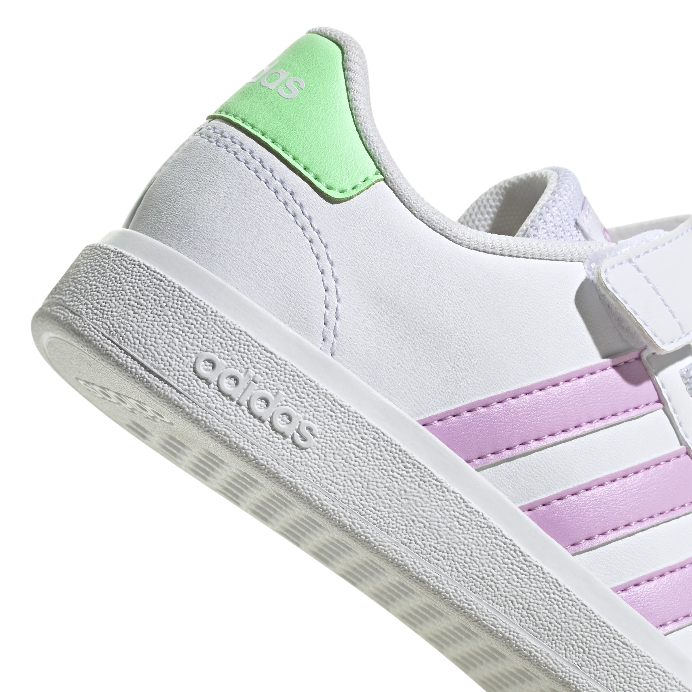 adidas Grand Court 2.0 EL Kids Trainers - Girls - White/Liliac/Beam Green