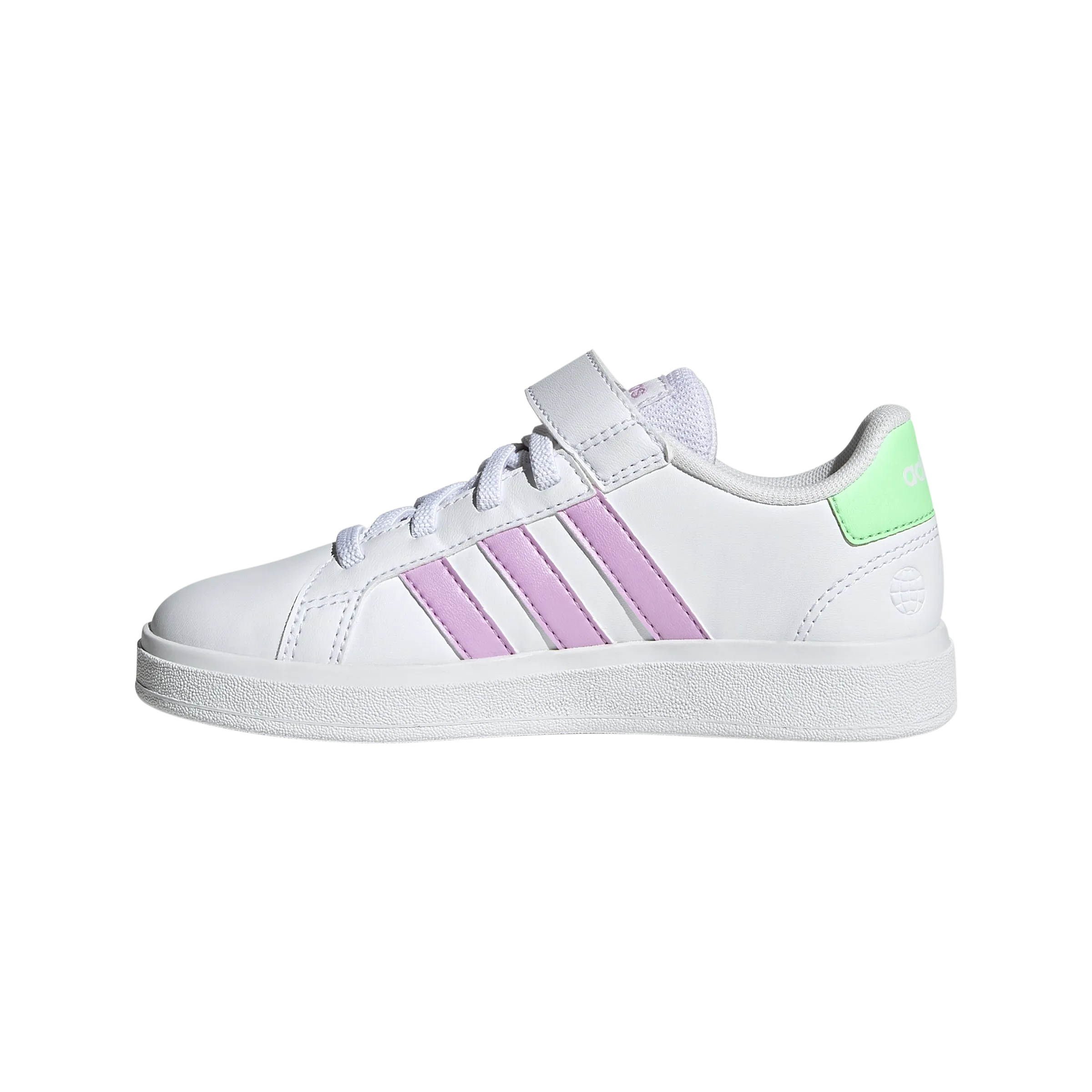 adidas Grand Court 2.0 EL Kids Trainers - Girls - White/Liliac/Beam Green
