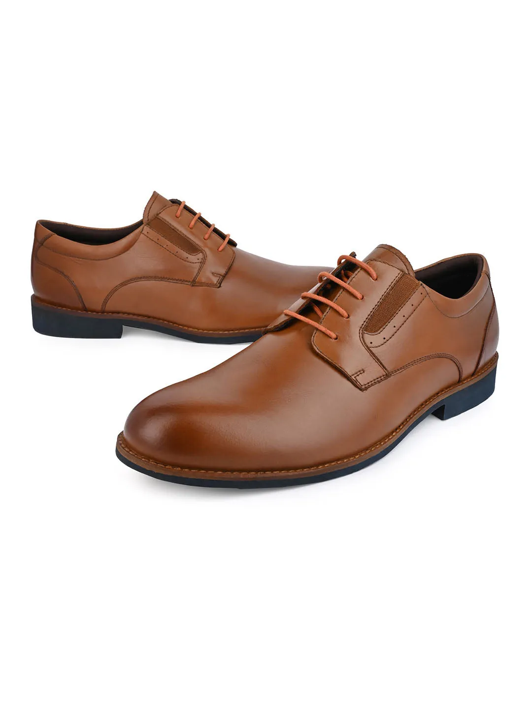 Alberto Torresi Horwik Series Tan Crust Leather Plain Lace-Up