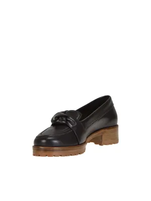 ALEXANDRE BIRMAN Womens Brown Knotted Accent Maxi Clarita Round Toe Block Heel Slip On Leather Heeled Loafers