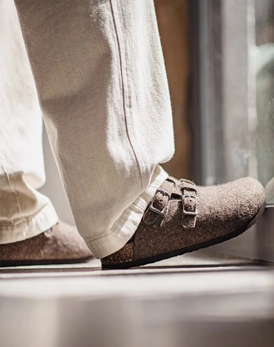 American Wool Felt Thickened Slip-On Outer Wear Cork Bottom Men's Sandal