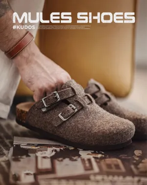 American Wool Felt Thickened Slip-On Outer Wear Cork Bottom Men's Sandal