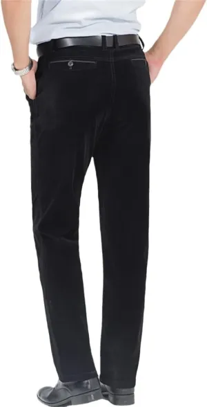 Autumn Elastic Corduroy Pants, Men Business Midlife Pants, Stylish Jogger Wine Red Trousers