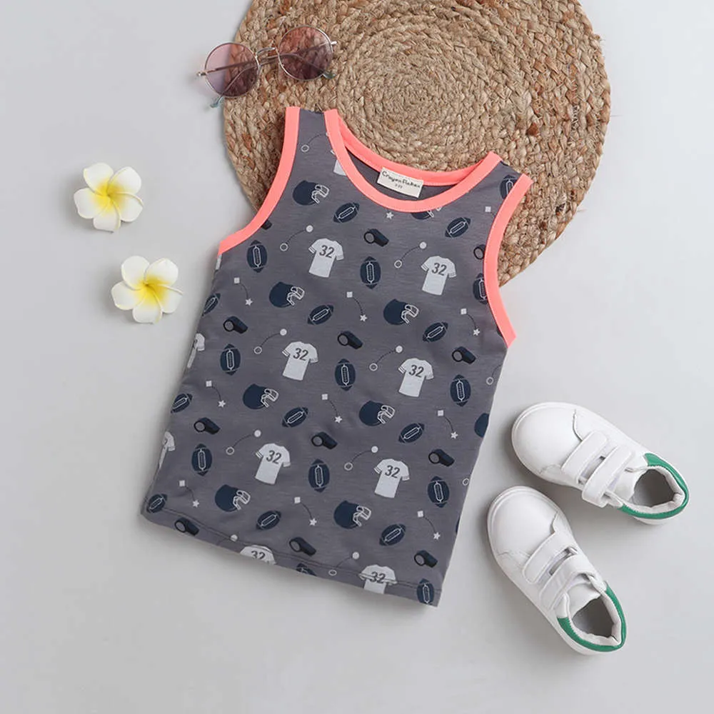 Baseball Printed Tshirt - Grey