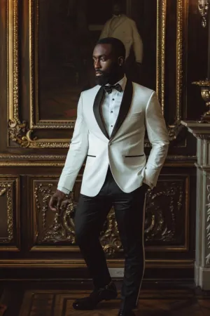 Bodhi Royal GentlemanWhite slim Fit Men Tuxedos Suit