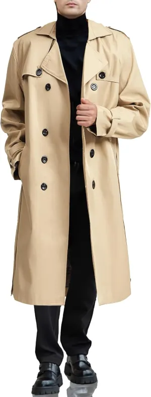 Botten Men's Trench Coat - Long Jacket Overcoat-Oversized Casual Windbreaker Botten Men's Trench Coat - Long Jacket Overcoat-Oversized Casual Windbreaker