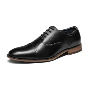 Bruno Marc Mens Lace Up Soft Cap-Toe Formal Dress Shoes, 2/Black - 8 (Oxford)