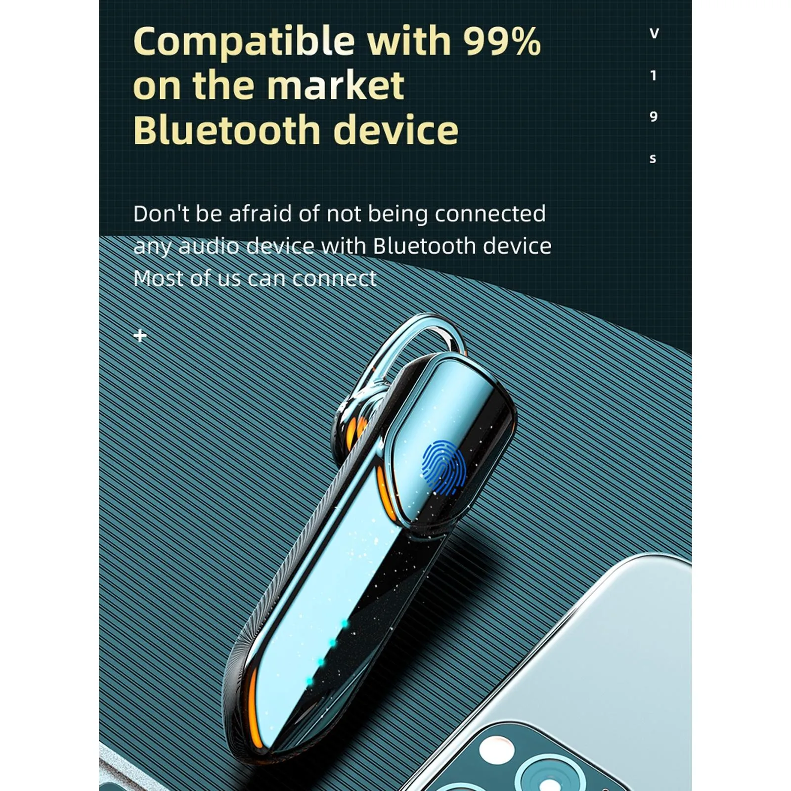 Business Style Bluetooth 5.0 Earphone with Fingerprint Touch