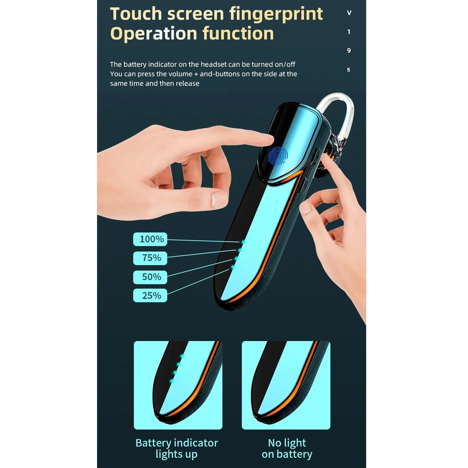 Business Style Bluetooth 5.0 Earphone with Fingerprint Touch