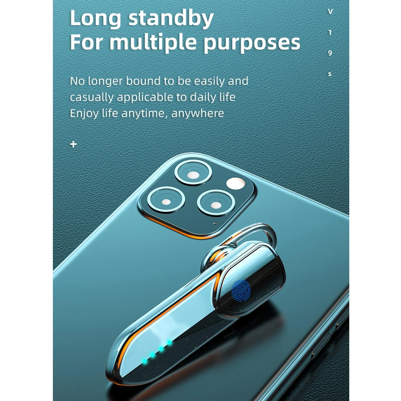 Business Style Bluetooth 5.0 Earphone with Fingerprint Touch