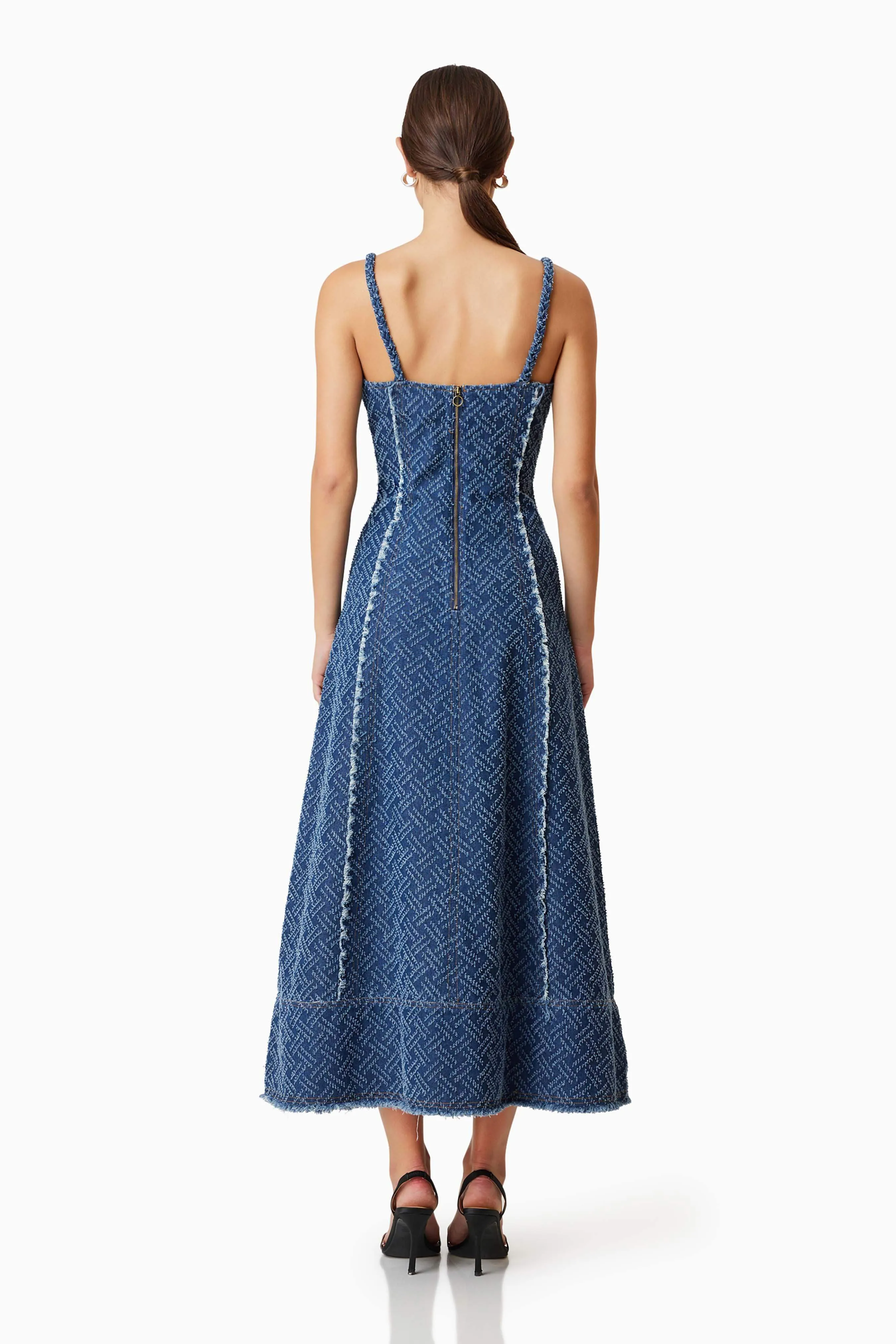 Cora Denim Midi Dress In Blue