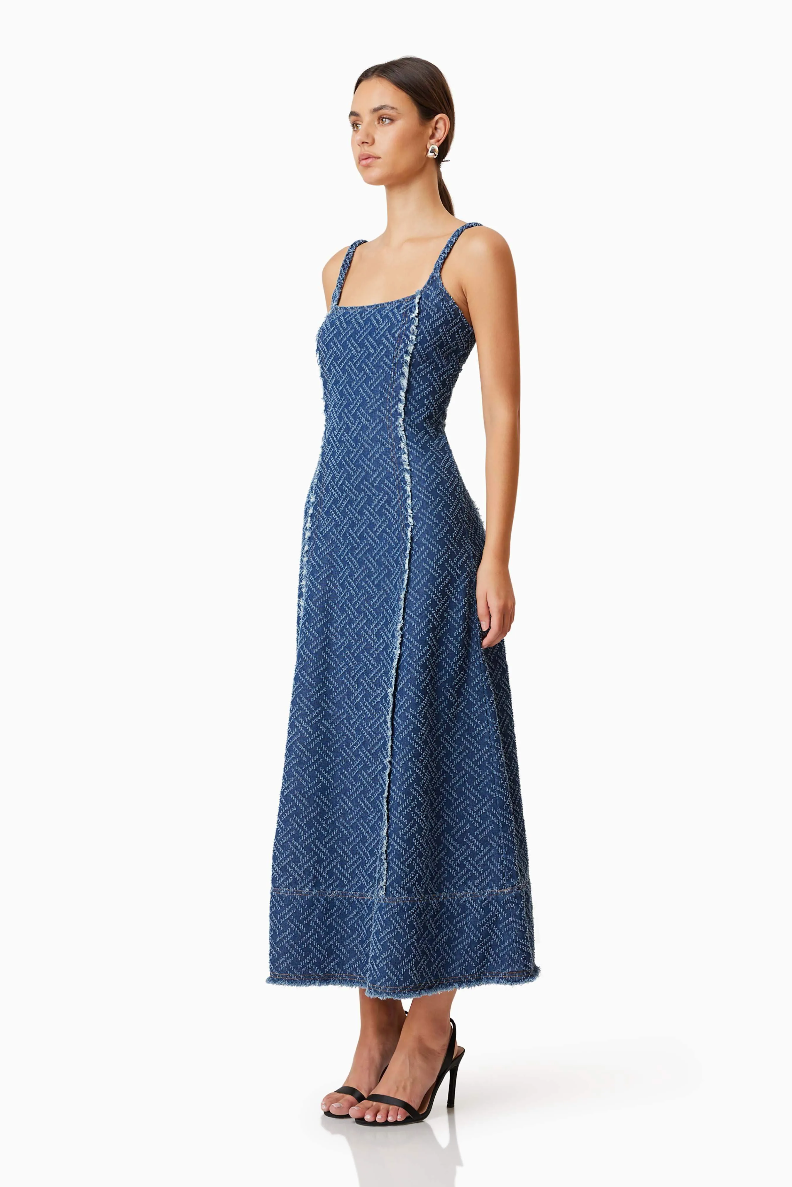 Cora Denim Midi Dress In Blue