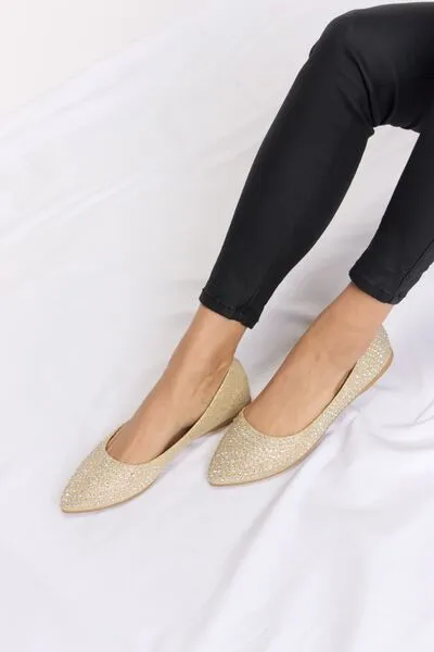 Explore More Collection - Forever Link Rhinestone Point Toe Flat Slip-Ons