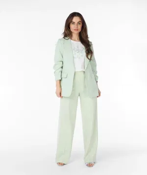 Final Sale Pietta Pastel Green Blazer Linen Look - EsQualo SP2410008