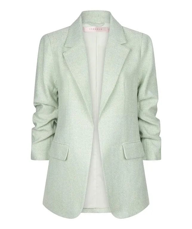 Final Sale Pietta Pastel Green Blazer Linen Look - EsQualo SP2410008