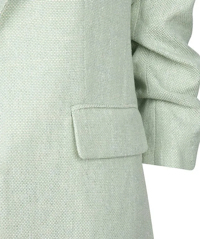 Final Sale Pietta Pastel Green Blazer Linen Look - EsQualo SP2410008