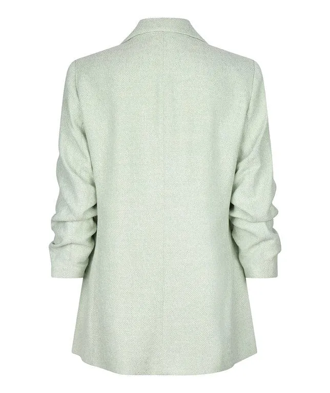 Final Sale Pietta Pastel Green Blazer Linen Look - EsQualo SP2410008