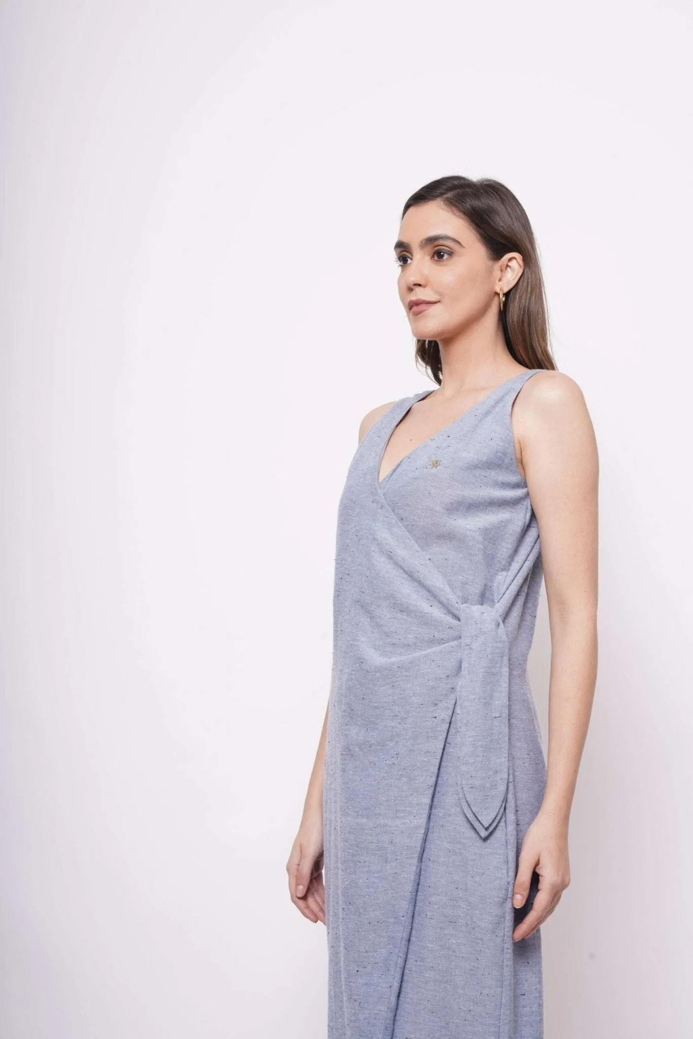 Formal Wear Side Knot Overlap Blue Jumpsuit