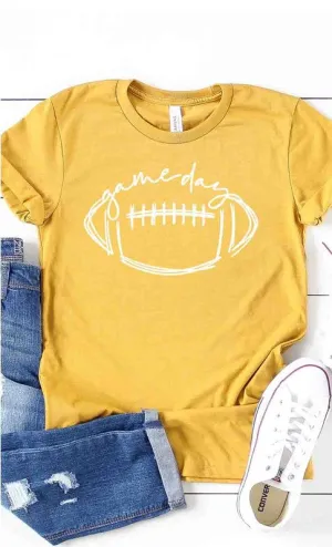 Game Day Heather Mustard Graphic Tee (Size Small)