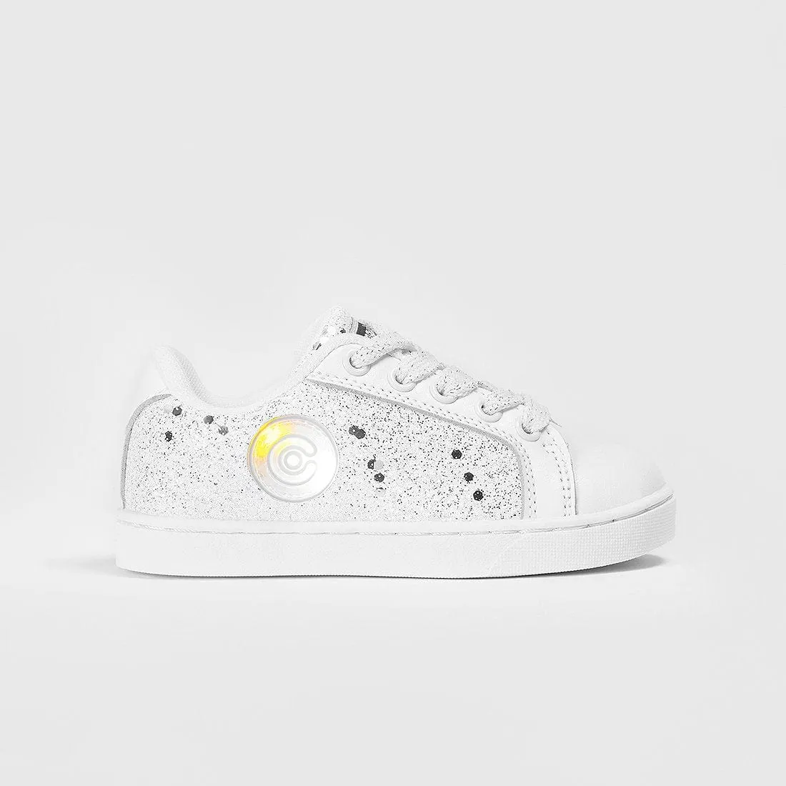 Girl's White Glitter Sneakers with Lights