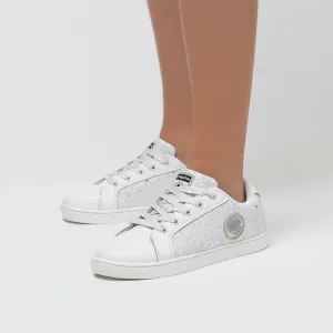 Girl's White Glitter Sneakers with Lights