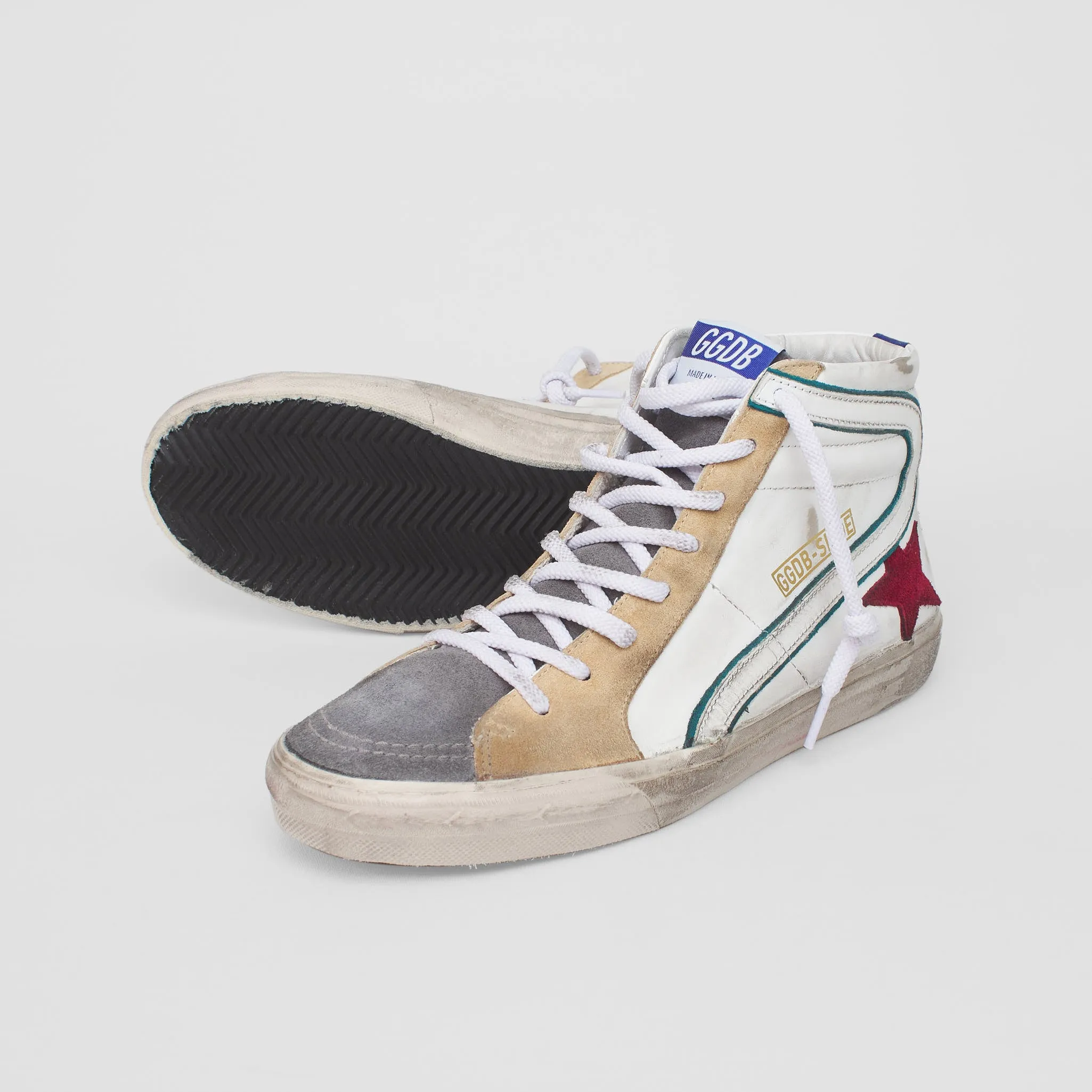 Golden Goose High White Green Red Blue Slide Sneakers