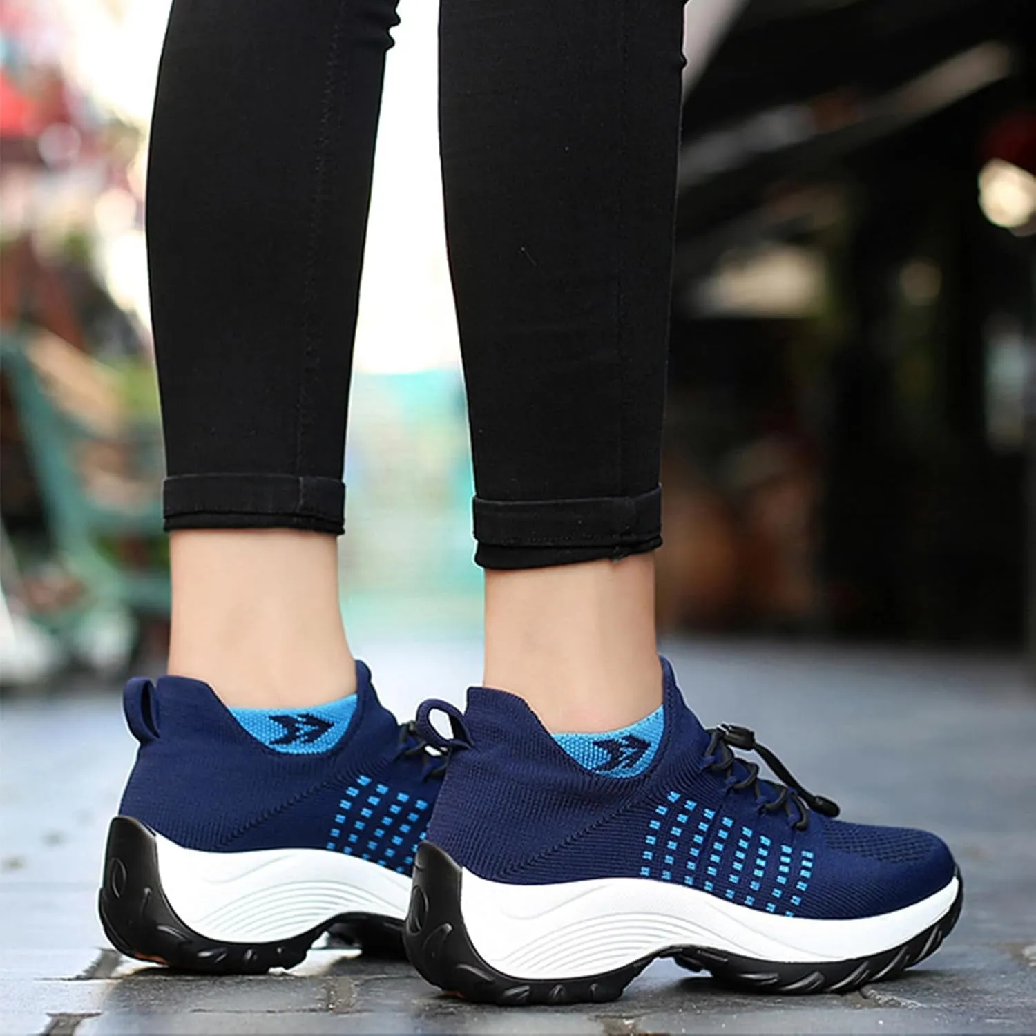 HINDOLA Women's Orthopedic Sock Sneakers Breathable Mesh Nursing Work Comfortable Casual Air Cushion Athletic Running Jogging Shoes