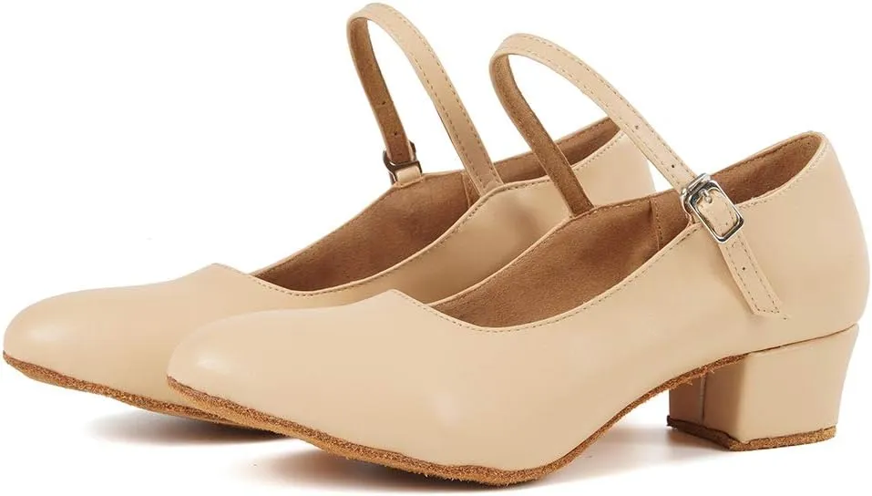 HIPPOSEUS Women Closed Toe Dance Shoes Latin Ballroom Salsa Character Pumps Shoes,L042