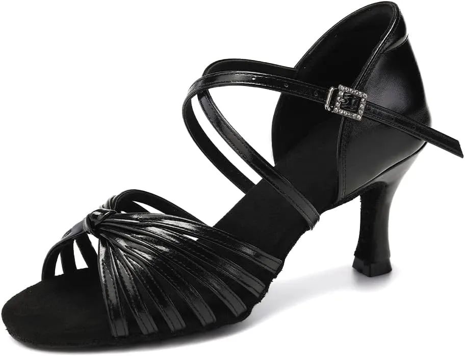 HIPPOSEUS Women's Professional Latin Dance Shoes Open Toe Ballroom Salsa Dance Heels,Model 1219