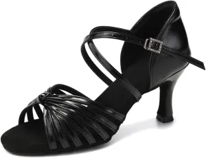 HIPPOSEUS Women's Professional Latin Dance Shoes Open Toe Ballroom Salsa Dance Heels,Model 1219