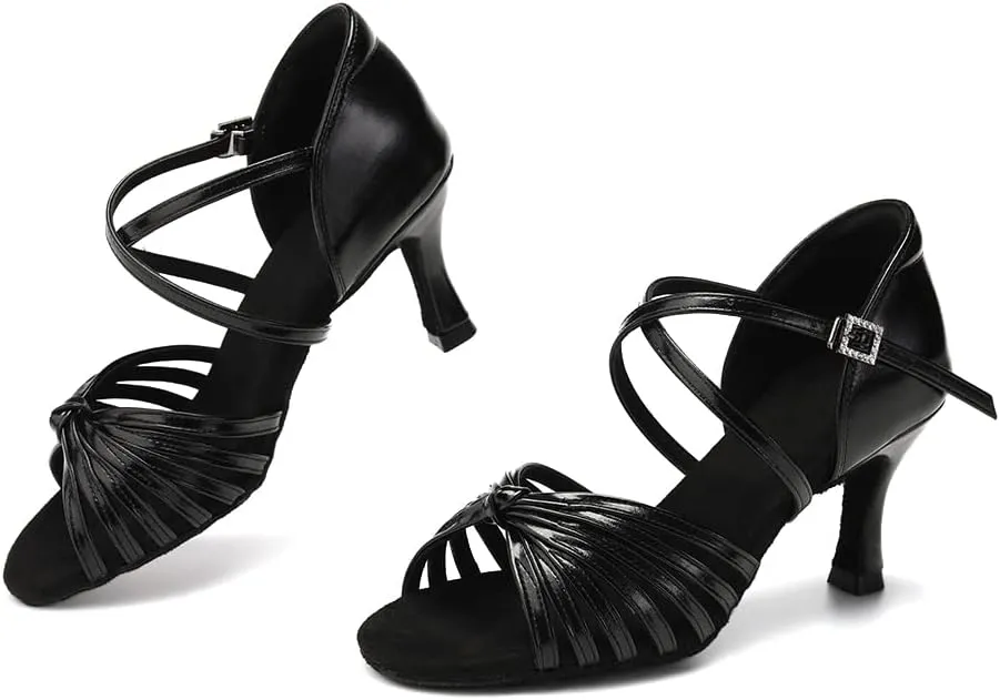 HIPPOSEUS Women's Professional Latin Dance Shoes Open Toe Ballroom Salsa Dance Heels,Model 1219