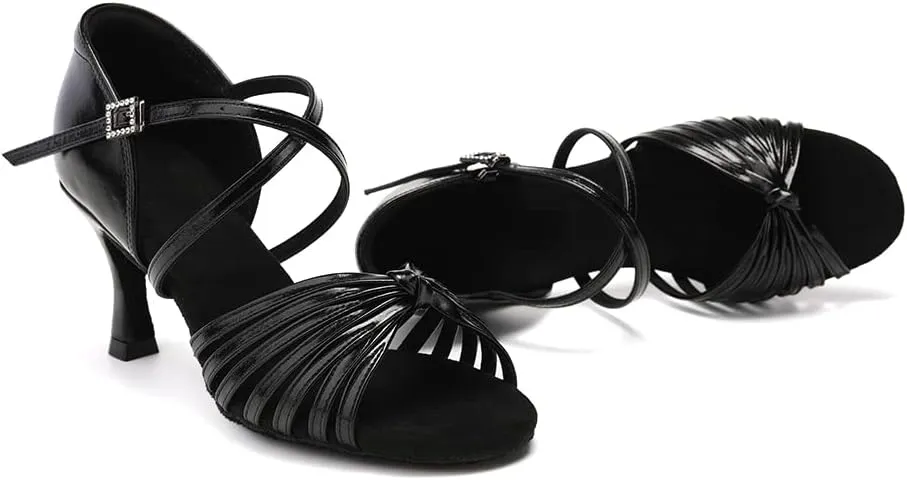 HIPPOSEUS Women's Professional Latin Dance Shoes Open Toe Ballroom Salsa Dance Heels,Model 1219