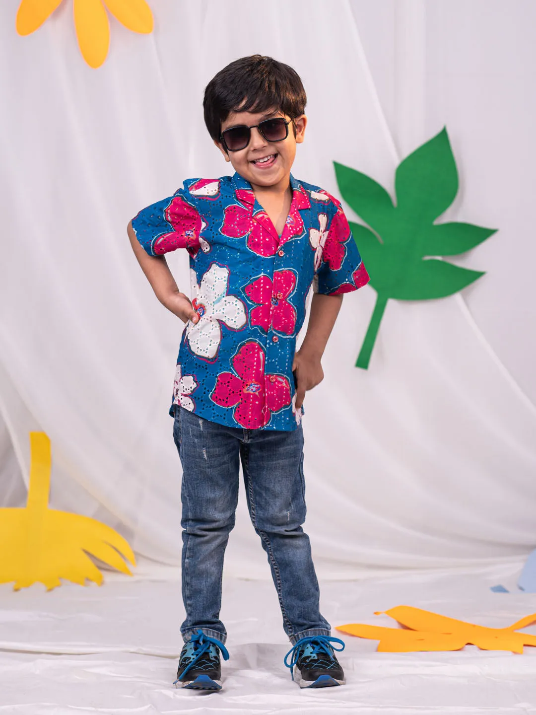 Jashvi Boys' Blue Ethnic Shirt