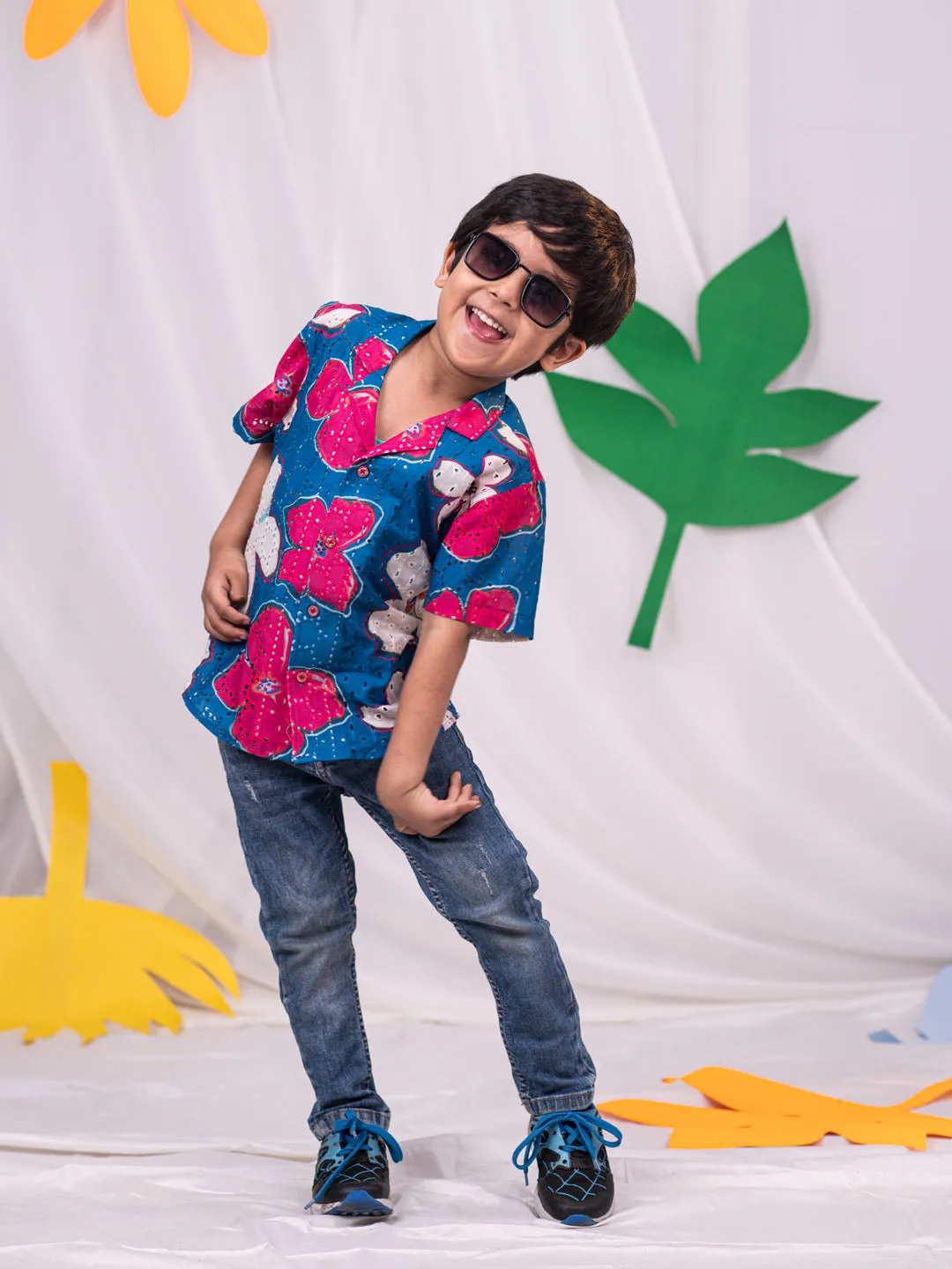 Jashvi Boys' Blue Ethnic Shirt