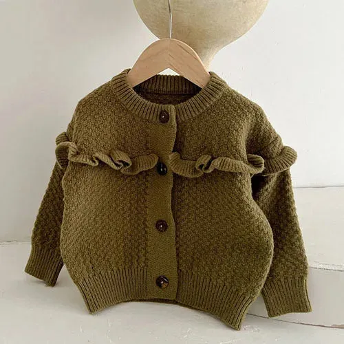 Knit Ruffle Cardigan with Wide Leg Pants