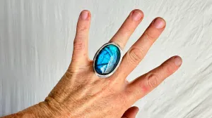 Labradorite Ring. Sterling Silver. Size 5. 0623