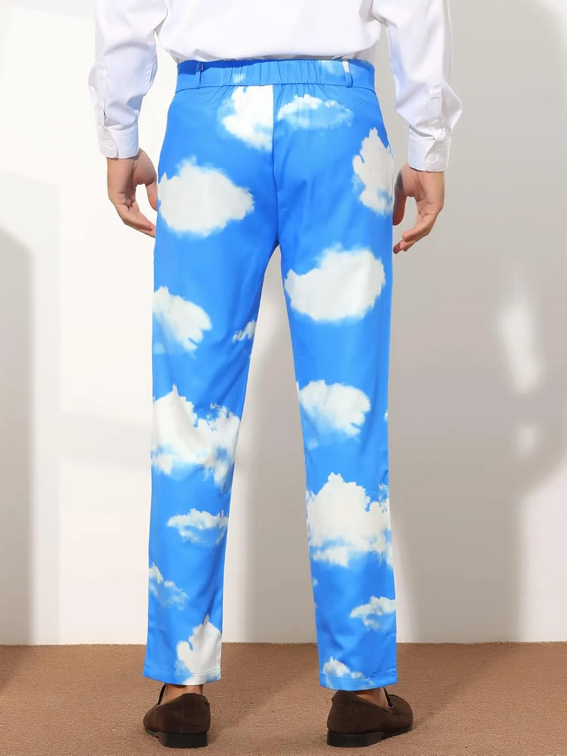 Lars Amadeus Printed Dress Pants for Men's Regular Fit Flat Front Business Suit Trousers