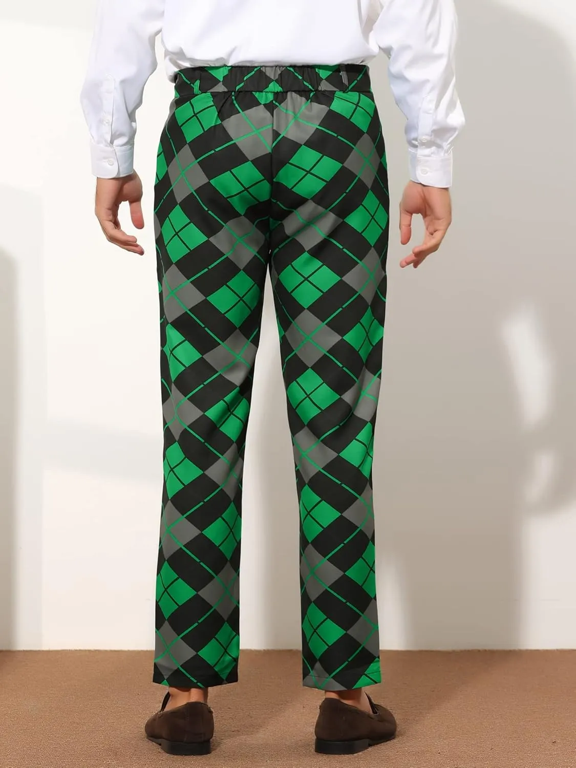Lars Amadeus Printed Dress Pants for Men's Regular Fit Flat Front Business Suit Trousers
