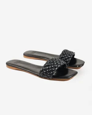 Leather slide sandals