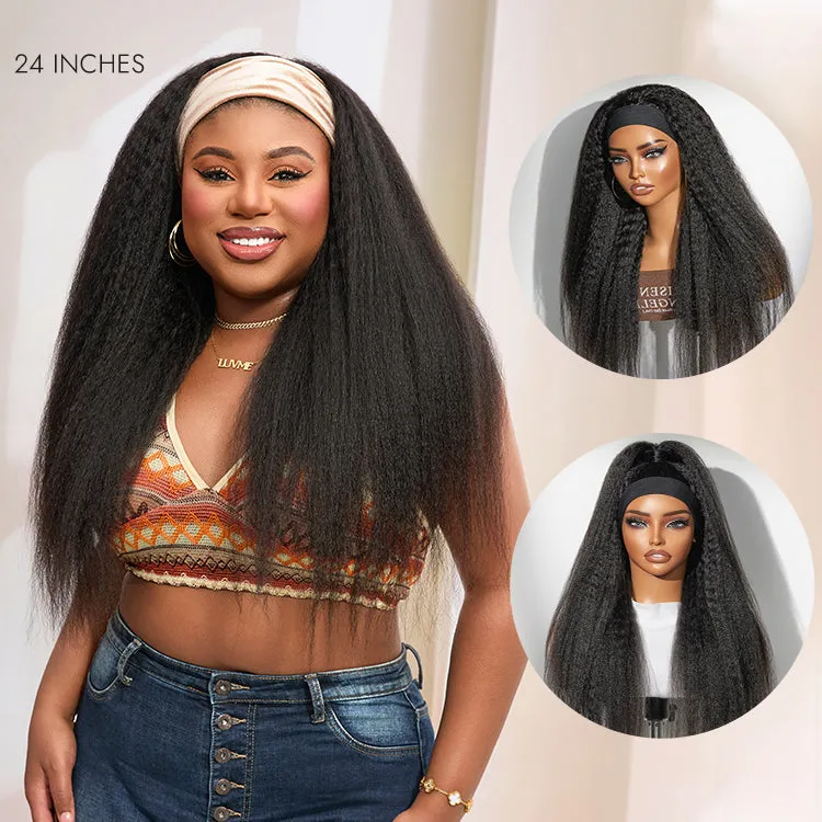 Luvme Too Easy Texture™ Wig Kinky Straight Flexi-Fit Drawstring Glueless Headband Wig (Get Free Trendy Headbands)