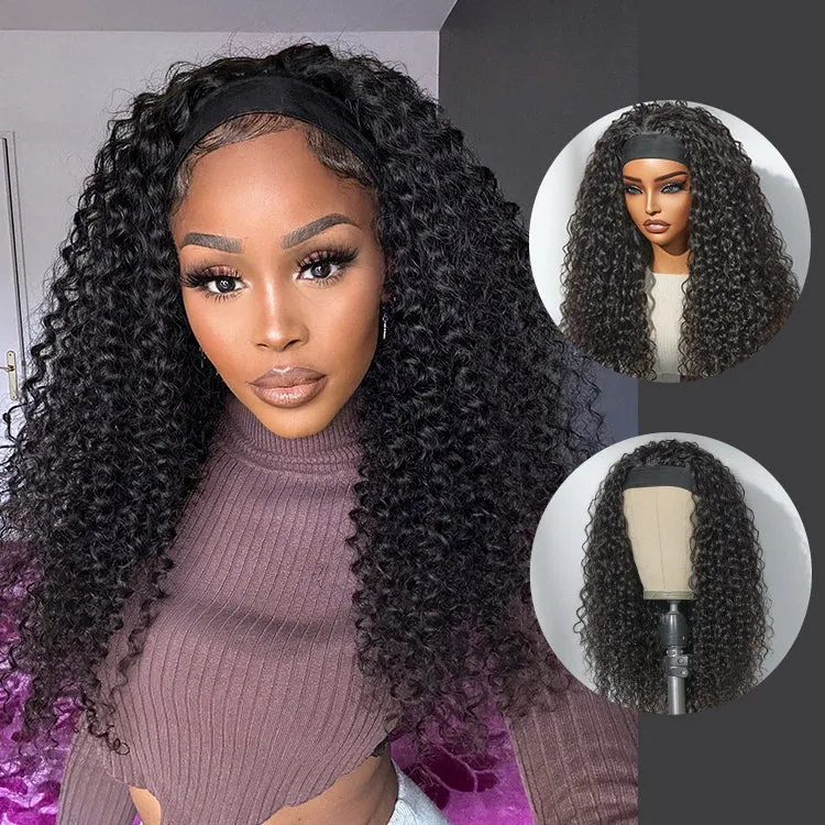 Luvme Too Easy Texture™ Wig Kinky Straight Flexi-Fit Drawstring Glueless Headband Wig (Get Free Trendy Headbands)