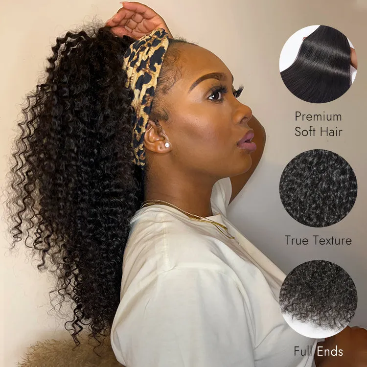 Luvme Too Easy Texture™ Wig Kinky Straight Flexi-Fit Drawstring Glueless Headband Wig (Get Free Trendy Headbands)