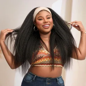 Luvme Too Easy Texture™ Wig Kinky Straight Flexi-Fit Drawstring Glueless Headband Wig (Get Free Trendy Headbands)
