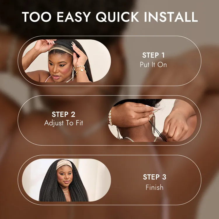 Luvme Too Easy Texture™ Wig Kinky Straight Flexi-Fit Drawstring Glueless Headband Wig (Get Free Trendy Headbands)