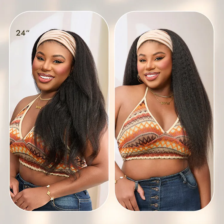 Luvme Too Easy Texture™ Wig Kinky Straight Flexi-Fit Drawstring Glueless Headband Wig (Get Free Trendy Headbands)