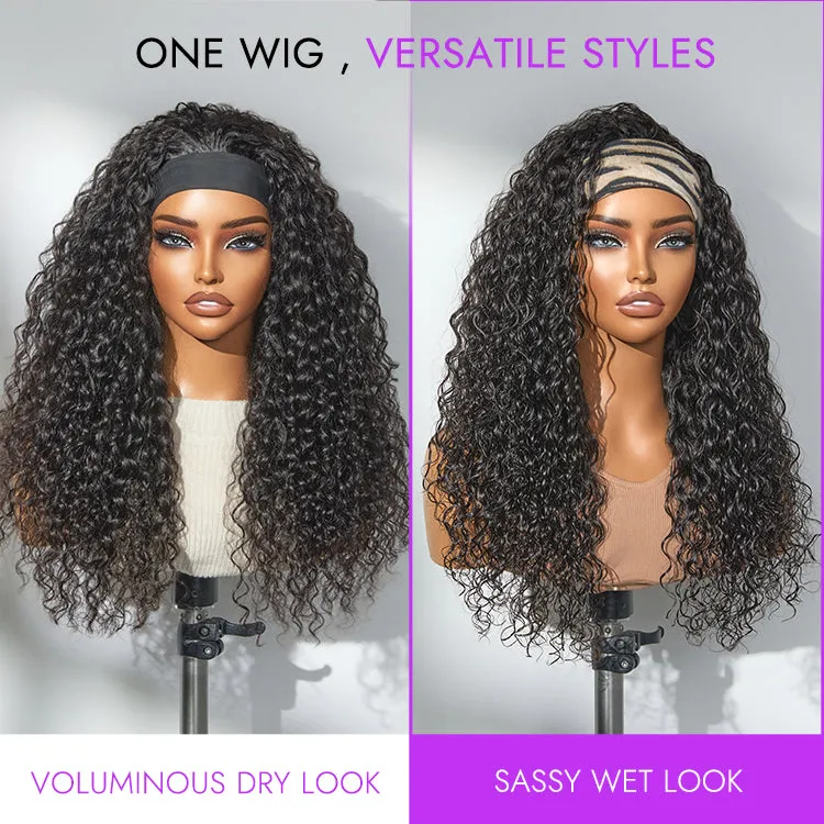 Luvme Too Easy Texture™ Wig Kinky Straight Flexi-Fit Drawstring Glueless Headband Wig (Get Free Trendy Headbands)